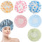 JEYORZY 6 pcs Gorro Ducha Mujer, Gorros de Ducha Impermeable, Reutilizables Gorro de Baño Elástico, Lavables Banda Gorros de Pelo, Gorros de Ducha Impermeable y reutilizables, Para Salón, Spa, Viajes