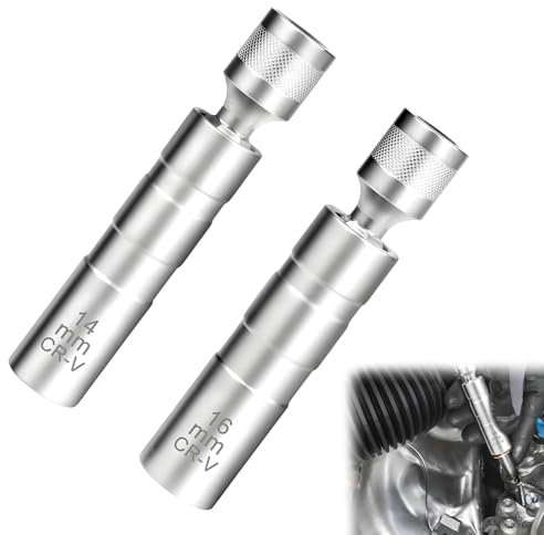 ZFRITP 2 Pièces Cle a Bougie,Douille Bougie, Cle a Bougie Magnétique,Douille Bougie 14mm & 16mm,Outil de Démontage de Bougies,Outil de Retrait de Bougie D'allumage,Clé à Allumage Magnétique.