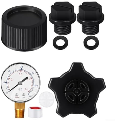 Kit de mantenimiento de filtro de piscina con manómetro y tapa de drenaje para filtros de arena, compatible con múltiples modelos