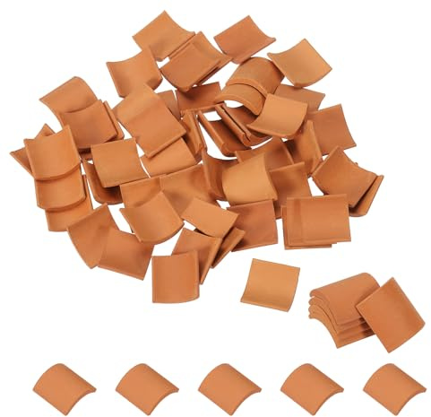 PATIKIL Miniature Roof Tile, 50 Pcs Mini Red Tiles Clay Roof Miniature Brick Dollhouse Roofing DIY Craft Accessories Building Supplies for Fake House Model Garden