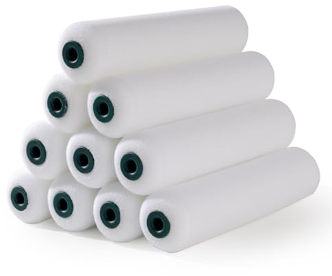 YiBaiBrush Juego de rodillos de pintura, 10 unidades de 15 cm de espuma | Compatible con ruedas de 6 pulgadas, ideal para barnices, superficies lisas, puertas, muebles, armarios