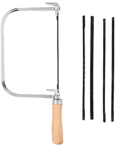 Fret Saw, Coping Saw for Woodworking, Nlsqw Coping Saws with 4 Extra Blades, for Fine Cuts in DIY Crafts, Fret Cutting, Model Making, and Furniture Construction