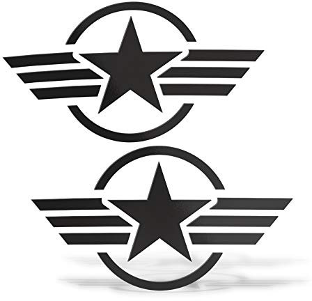 ERREINGE STICKER PRESPAZIATO NERO 12cm - x2 STELLE MILITARI ARMY ESERCITO - Adesivo Decal Decalcomania Vinile Murale Laptop Auto Moto Casco Camper