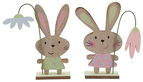 Deko Osterhasen 4 Stück natur pastell Hase 18,5cm Osterdeko Osternest Fensterdeko Tischdeko Dekofigur Kaninchen