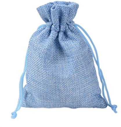 CLTPY Farbig Jutesäckchen Jute-beutel Jute-Sack 20 Stück 13x18cm/5,1x7,1in Geschenksäckchen Kordelzug Verpackung Tasche (Hellblau)