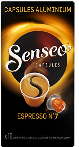 Senseo Capsules Espresso N°7 10 Capsules en Aluminium Compatibles avec les Machines Nespresso 52 g