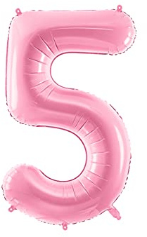 PartyDeco Folienballon Nummer 5 Rosa-Geburtstag Hochzeit Jahrestag Folienballon Nummer 5- Rosa Größe ca. 86 cm Geburtstag Hochzeit Verlobung Silvesterparty Folienballon Hel Deko Geburtstag