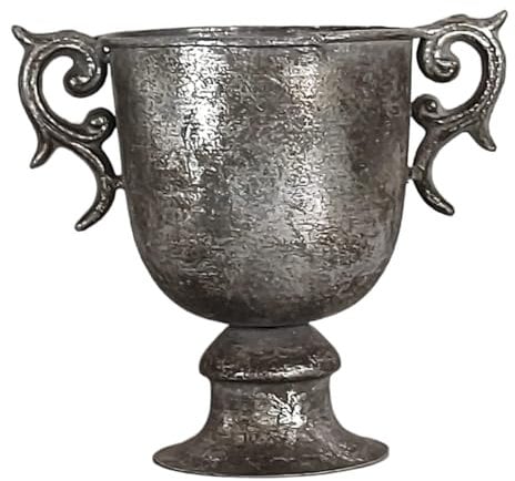 Pokal Amphore Dekovase Vase Blumenvase Antik Metall Vintage Deko Retro Design (LN18-3 Silber)