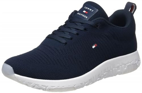 Tommy Hilfiger Herren Runner Sneaker Corporate Knit Rib Runner Sportschuhe, Blau (Desert Sky), 43
