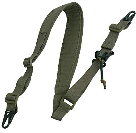 Taktischer 1/3-Punkt Gewehrriemen,Einstellbare Flexible Schnellspanner Gewehr Sling Riemen mit Metallhaken für Outdoor-Sportarten (Ranger Grün)