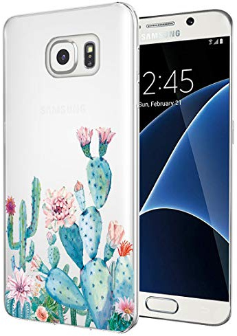 Sidande Hülle für Galaxy S7/for Samsung S7 Handyhülle für Mädchen Frauen, Transparentes Blumenmuster Soft Flexible TPU Slim Handy Schutzhülle für Samsung Galaxy S7 Kaktus