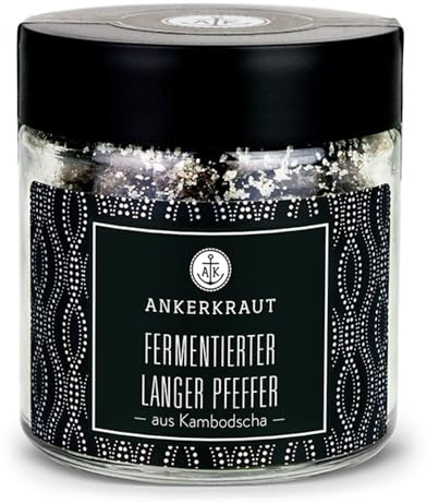Ankerkraut Fermentierter Langer Pfeffer, für Fisch Curry Fleisch und Suppe, Geschenk-Idee für Freunde und Familie, Lecker Kochen, 55g im Tiegel