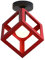 iDEGU Plafonnier Luminaire Moderne Lustre Forme Cage Lampe de Plafon Vintage Abat-jour de Style Géométrique en Métal E27 Éclairage pour Chambre Salon Restaurant, Forme de Cube,16CM, Rouge