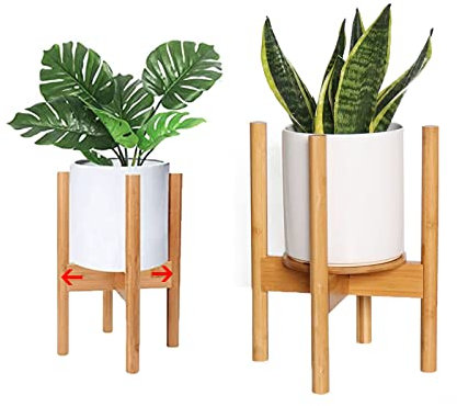 Macllar - Soporte de maceta para plantas (bambú, extensible, soporte de flores, soporte para plantas de interior y exterior, 1 paquete