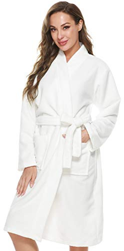 Kniffi Kimono Bathrobe for Women Terry Cloth Robes knee length towel Bathrobe White M