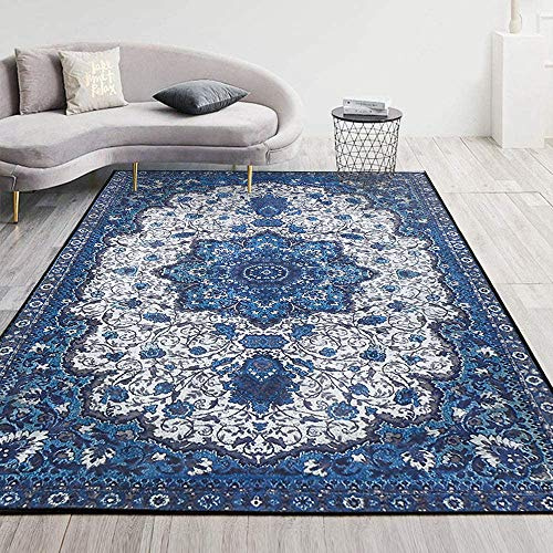Tinyboy-hbq Teppich Wohnzimmer Kurzflor Teppich Schlafzimmer Vintage Teppich rutschfest Weich Großer Teppiche Orientalisches Design (Blau, 160 x 230 cm)