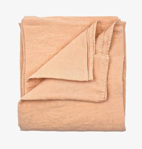 JOWOLLINA 100% Leinen Stonewashed Laken Bettlaken Überwurf (140x260 cm, Peach Camel)