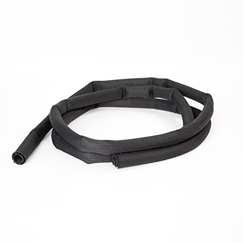 Hicab 2,5m Gewebe Kabelschlauch, 25mm, schwarz: selbstschliessend, & flexibel zuschneidbar. Sehr einfach Kabel EIN- und ausführen aus dem Kabelkanal.