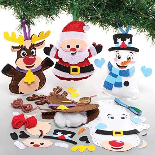 Baker Ross FC160 Weihnachten Nähset für Kinder - 3er Pack, Bastelset zum Nähen, Weihnachtsbastelsets, Bastelideen für Weihnachten, Weihnachtsgeschenke