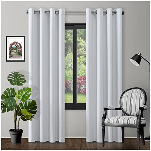 GC GAVENO CAVAILIA Eyelet Top Blackout Curtains Large Door Thermal Insulated Panels For Bedroom/Living Room, White, 66X90 Inch