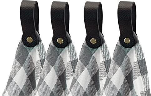 Brute Strength - Magnetischer Geschirrtuch-Handtuchhalter Leder - Schwarz - 4 Stück - für Küche – Küchentuchhalter - Haken für Geschirrtücher