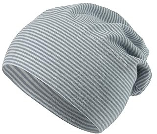 Sterntaler GOTS Beanie Ringel - Erstlingsmütze aus Singlejersey (Bio) gestreift - anschmiegsame Unisex Beanie Mütze variabel tragbar - Baby und Kinder Übergangsmütze, graublau, Größe 37