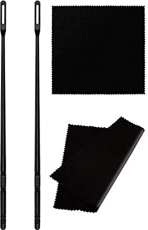SAVITA 4pcs Flute Cleaning Kit, 2pcs Flute Cleaning Rod and 2pcs Flute Cleaning Cloth Flute Cleaning Swabs Flute Cleaning Supplies for Flute Cleaning and Polishing (Black)