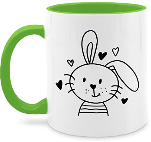 Tasse Tassen 325ml - Hase - Hasen Schlappohr Osterhase I - 325 ml - Hellgrün - ostertassen hasenmotiv osterhasen bunny teetasse ostertasse häschen ostern kaffeetasse ostergeschenke mit kaninchen