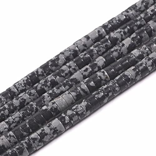 ACYUNLEI 1 Strand Natural Gemstone Heishi Beads, 4x2mm Loose Flat Round Undyed Cylinder Spacer Stone for Bracelet Earrings Jewelry Making, Snowflake