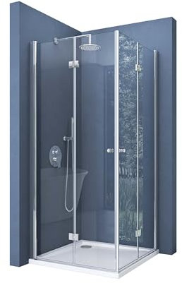 doporro Eck-Duschkabine Eckdusche Ravenna26 75x120x190cm Duschabtrennung inkl. 4cm flacher Duschtasse in Weiß ESG-Sicherheitsglas Klarglas inkl. beidseitiger Easy-Clean-Beschichtung