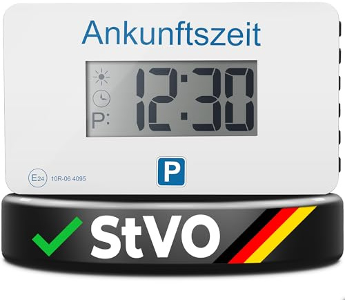 Parkwächter V1 automatische Parkscheibe gemäß der Straßenverkehrsordnung, Digitale Parkscheibe für das Auto, elektronische Parkuhr, Weiss, 105 x 60 x 13 mm