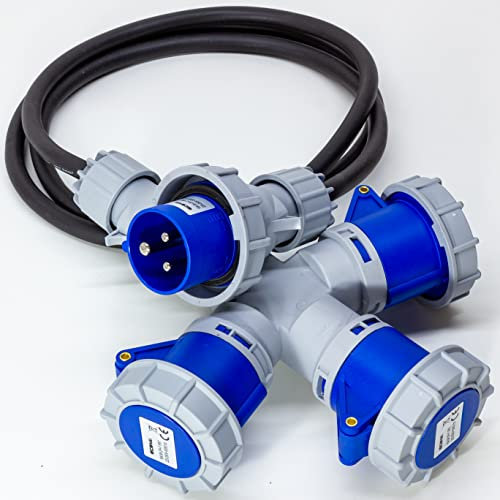 VSDITALIA - Adattatore Industriale Cee con Cavo di Prolunga 2.2 metri - Spina e Prese IP67, Rivestimento cavo in Neoprene 3G2.5 230 V / 16 A