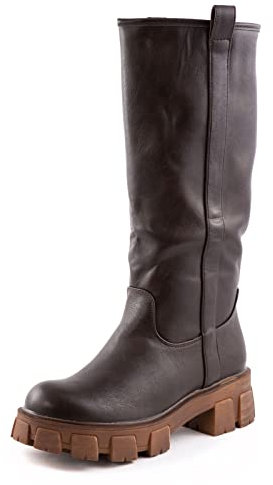 Toocool Stivali donna motociclista biker boots invernali scarpe casual YG882 [41,Testa di moro]