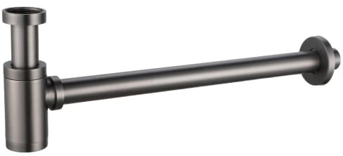 IMEX - Siphon pour lavabo ou bidet, Set de vidange - Piège avec ouverture de nettoyage + instructions d'installation - Siphon de conception, Siphon de tuyau Black Gun Metal - SCL002/BGM