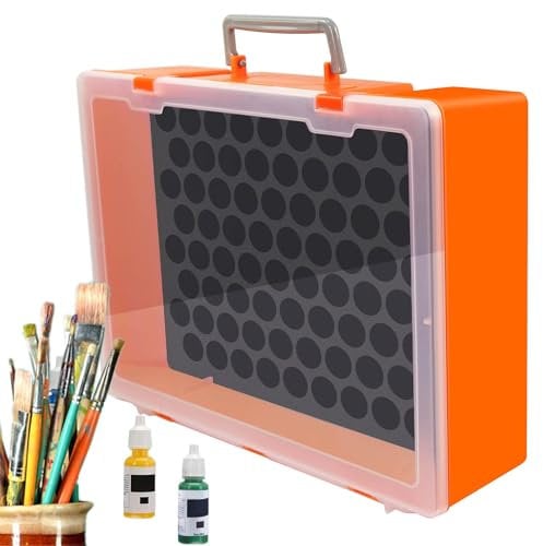 Evemodel 1 juego de organizador portátil de botella de pintura modelo con 84 agujeros (diámetro 25,5 mm) soporte para botellas de mesa colores almacenamiento herramientas de construcción modelo (caja