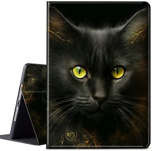 CGFGHHUY Schutzhülle für iPad der 10. Generation 2022, leicht, schützend, PU-Leder, Smart Stand Cover mit automatischer Wake-Sleep-Hülle für iPad 10. Generation 27,7 cm (10 Zoll) 2022, schwarze Katze