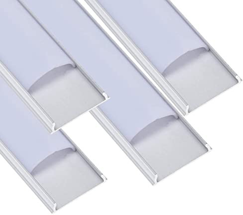 JANDEI – Lot 4 Profilés Flexibles en Aluminium 1 Mètre pour l'installation de Rubans LED sur des Surfaces Courbes, avec Diffuseur Translucide Arrondi. Avec Embouts et Clips de montage (18mm x 4mm)