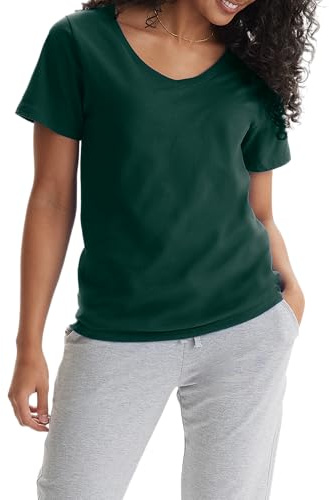 Hanes Women's Perfect-T V-Neck T-Shirt, Ring-Spun Cotton Short Sleeve Tee for Women