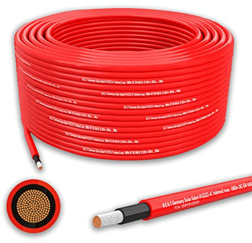 Germany B.e.s.t Solarkabel 6mm² Rot - 100m - Photovoltaikkabel, flexibel, UV-beständig, PV Kabel, leistungsstark, Schwarz-
