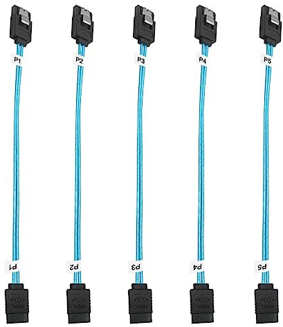 ADCAUDX Paquete de 5 cables SATA III: cable SATA corto de 8 pulgadas delgado de 0,2 m, datos rectos y flexibles de 6 GB con pestillo de bloqueo para disco duro, SDD, HDD (0.6 pies)
