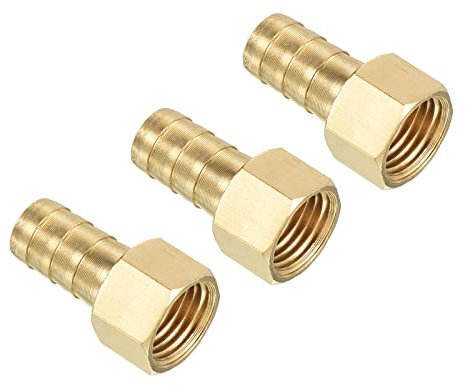 PATIKIL Tuyau Cannelé Raccord Droit 10mm Barbelé G1/4 Femelle Filetage, 3 Lot Laiton Mini Tuyau Connecteur, Jaune