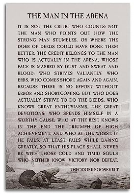 V BY N The Man in The Arena Poster Vintage Art Cover Room Decor Aesthetic Bedroom Decor Canvas Poster For Bedroom 12x18inch(30x45cm) Unframe-style