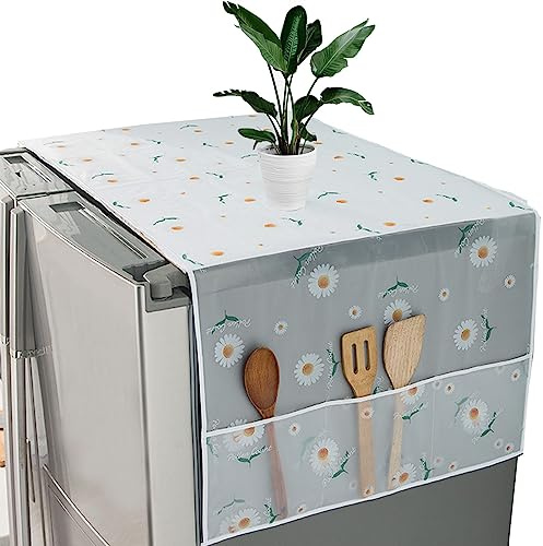 RWOORA Panno antipolvere per frigorifero, copertura multiuso impermeabile per lavatrice, con tasche portaoggetti, per forno, lavastoviglie, elettrodomestici da cucina