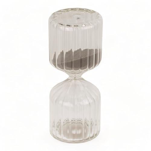 MIJOMA Charmante Glas-Sanduhr für 10 Miunten Ruhepause – Entspannung und Zeitmanagement-Tool – 6 x 13,5 cm – 4 Zauberhafte Farben Dekoration (Grau)