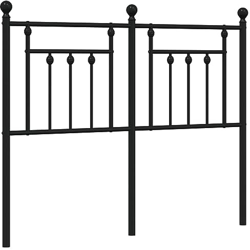 vidaXL Kopfteil, Bettkopfteil aus Stahl Metallkonstruktion, Betthaupt für Bett Metallbett Bettgestell, Schlafzimmer Bettzubehör, Metall Schwarz 120cm
