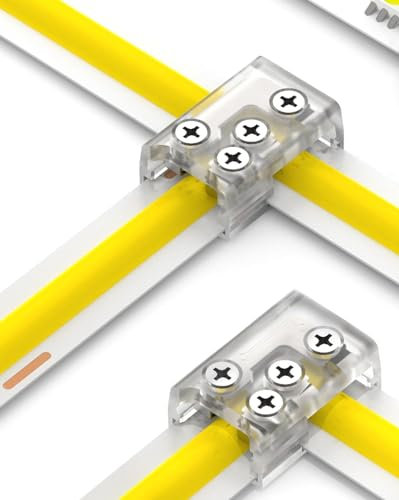styriaLUX 3 Stück 10mm LED Streifen Schraub Verbinder für SMD und COB PCB LED Leiste 12v 24v 48v (Streifen zu Streifen L oder T)