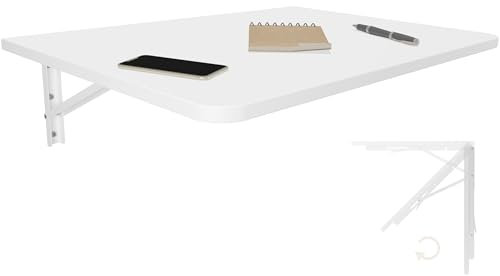 KDR Produktgestaltung Wandklapptisch Schreibtisch Tischplatte 70x40 cm in Weiß Klapptisch Esstisch Küchentisch für die Wand Bartisch Stehtisch Wandtisch Tisch klappbar zur Wandmontage