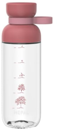Mepal Trinkflasche mit Zeitmarkierungen - Motivations-Wasserflasche mit extra Trinkkomfort - Einzigartiger Größenangabe - BPA-frei & auslaufsicher - Grow the Tree - 500 ml - Vivid mauve