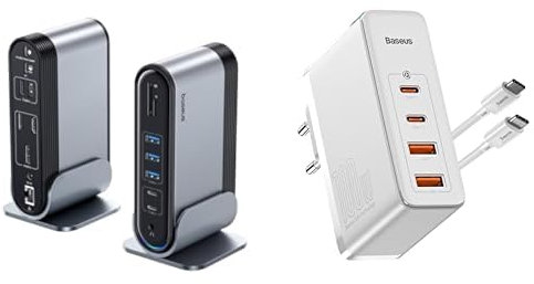Baseus 17 in 1 Docking Station USB C 3 Monitore & Baseus USB C Fast Charger 100W 4 Ports