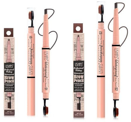 2 in 1 Double Ended Eyebrow Pencil,No Need to Sharpen and Not Easy to Fade Eyebrow Pencil,Tip Fill And Defines Brows,Brows Natural Looking (#01/02)